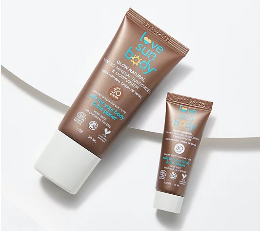 Love Sun Body Glow Natural Tinted SPF 30 Mineral Face Sunscreen Kit - QVC.com | QVC