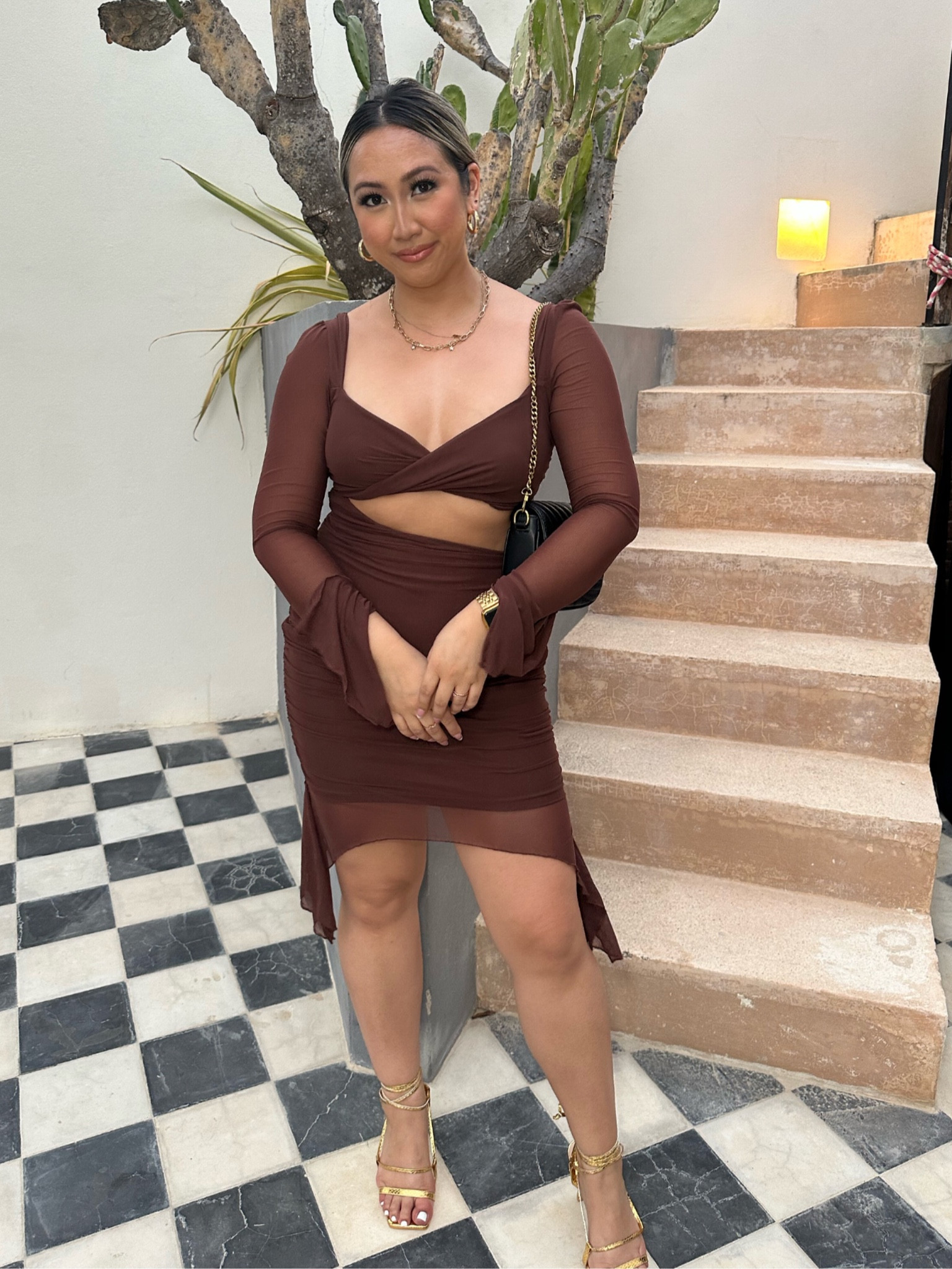 Beautiful brown dress perfect for date night 😍 has a mesh and ruffle detail which is currently trending this summer ❤️‍🔥

#LTKFestival #LTKFind #LTKstyletip