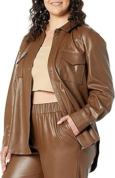 The Drop Women's @Lisadnyc Vegan Leather Long Shirt Jacket | Amazon (US)