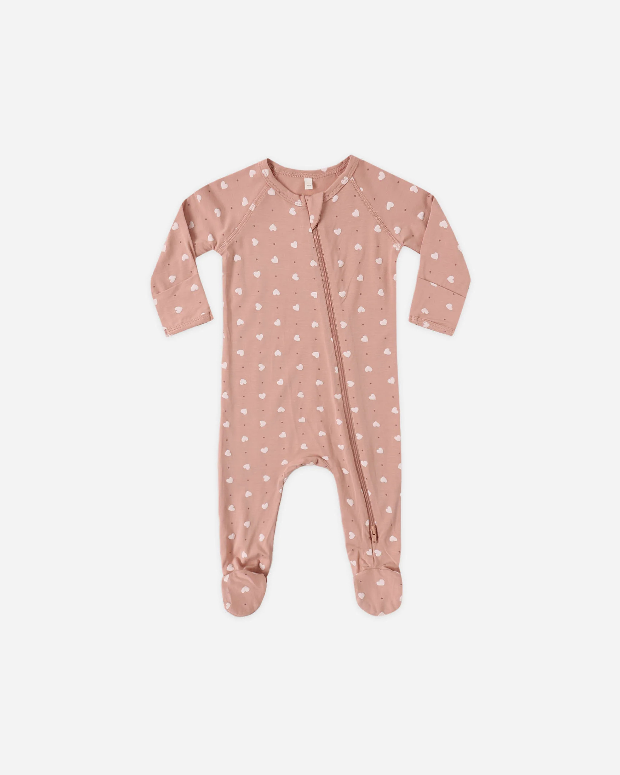 Bamboo Zip Footie Pink Hearts | Rylee + Cru