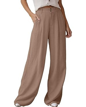 Dokotoo Womens Linen Pants Casual Loose Wide Leg Pants for Women Elastic Waist Palazzo Pants Trou... | Amazon (US)