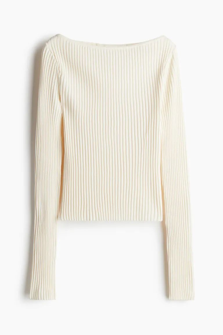 Rib-knit Boat-neck Top | H&M (US + CA)