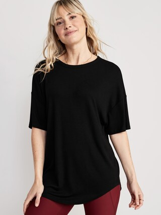 UltraLite Rib-Knit Tunic T-Shirt for Women | Old Navy (US)