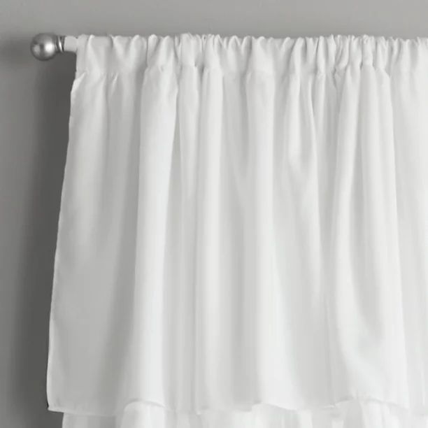 Your Zone Ruffle Girls Bedroom Single Curtain Panel, 42" x 84", White - Walmart.com | Walmart (US)