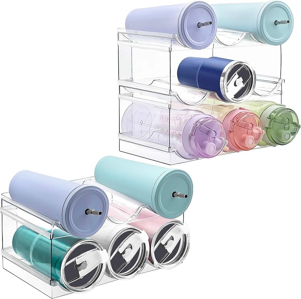 [ Large Compartment ] 5 Pack Water Bottle Organizer, Stackable Kitchen Organization and Storage R... | Amazon (US)