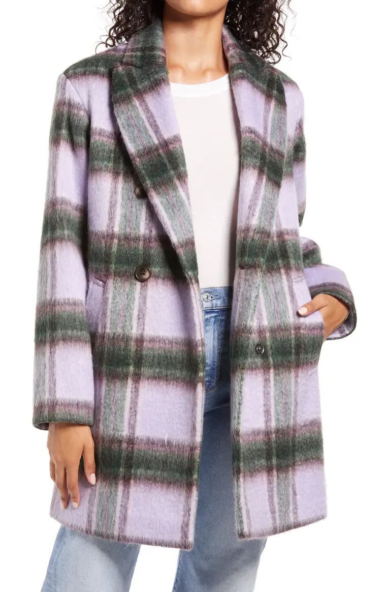 Plaid Brushed Coat | Nordstrom