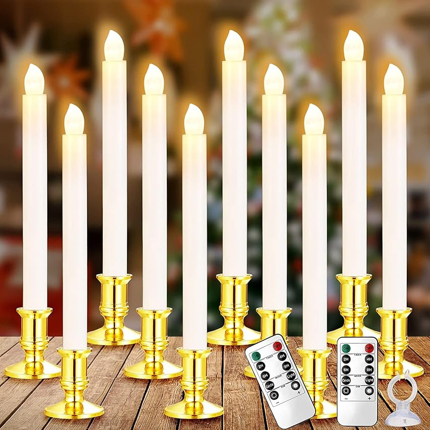 Christmas Window Candles Lights - 6 Pack Battery Operated Flameless Taper Candles,Window Candles wit | Amazon (US)