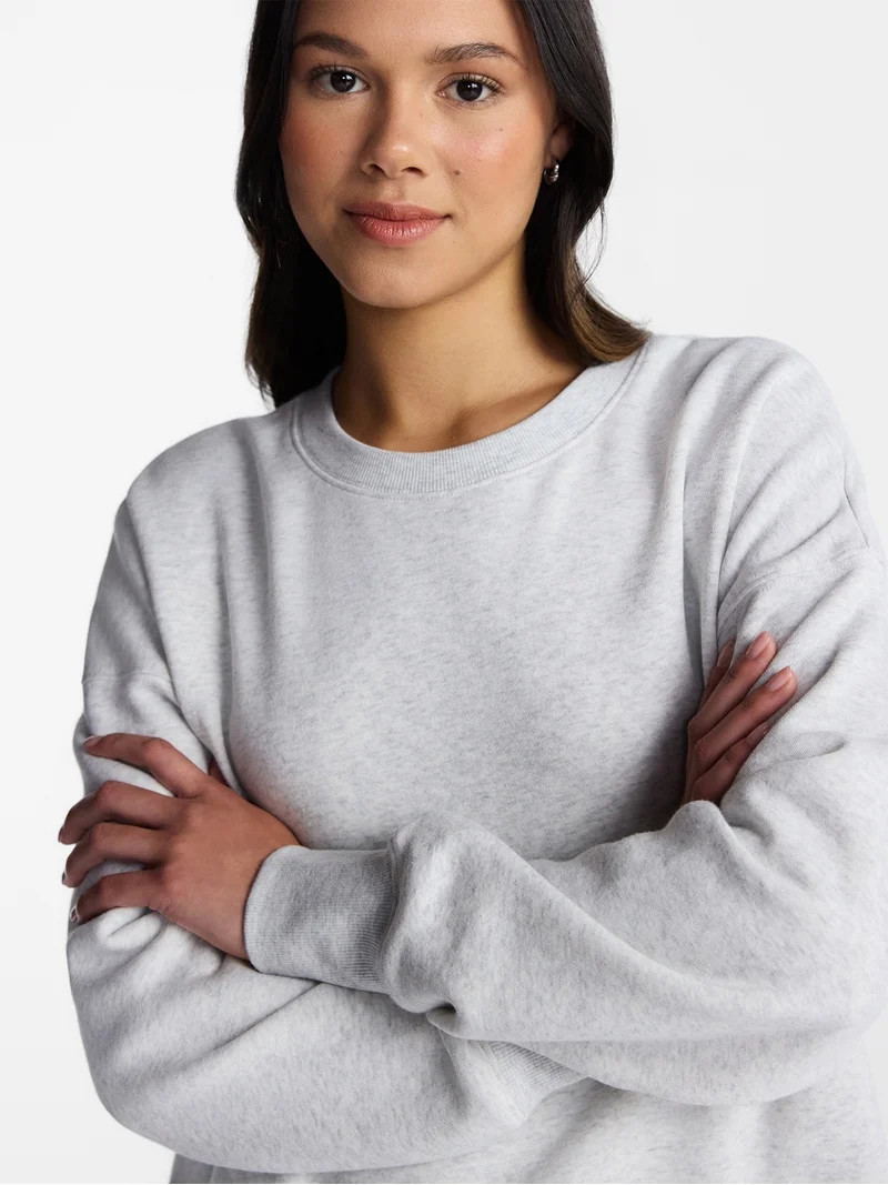No Boundaries Boxy Fleece Sweatshirt, Midweight, Women's XXS-XXL | Walmart (US)