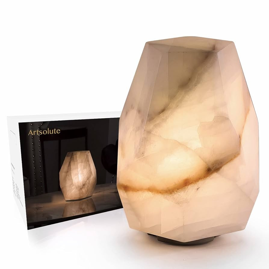 Handcrafted Calcite Table Lamp, One-of-a-Kind Crystal Pattern Each, Dimmable Warm LED Bedside Lam... | Amazon (US)