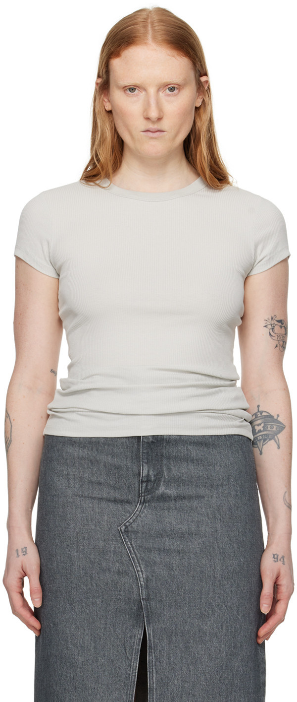 Filippa K Gray Fine Rib T-Shirt | SSENSE