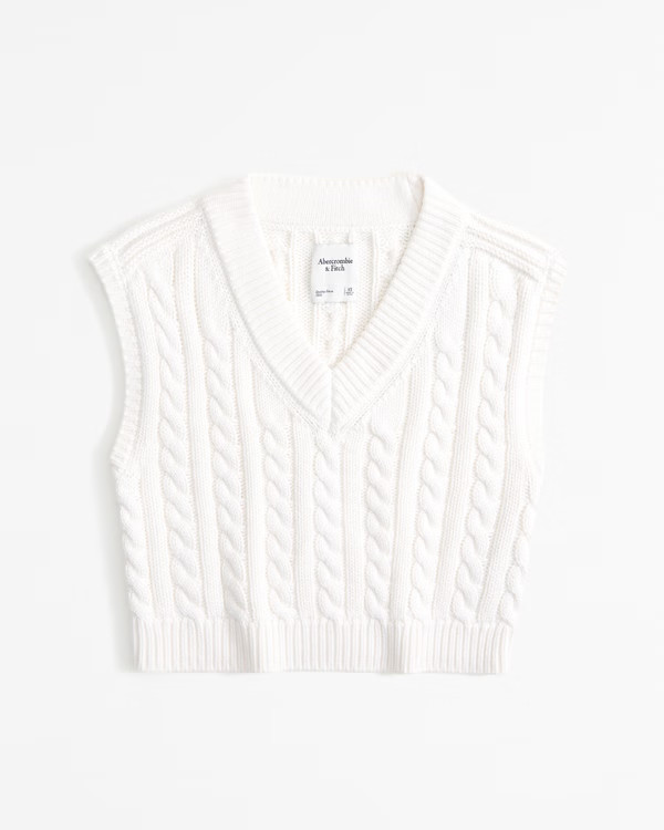 Women's Cable V-Neck Sweater Vest | Women's Tops | Abercrombie.com | Abercrombie & Fitch (US)