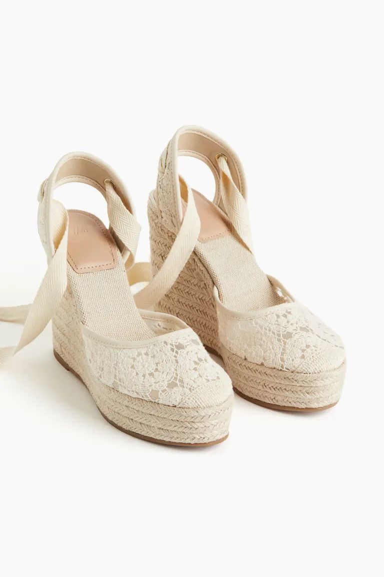 Wedge-heel Espadrilles - Cream - Ladies | H&M US | H&M (US + CA)