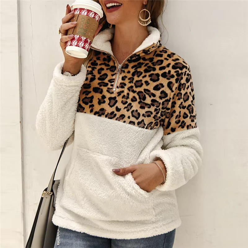 2019 Winter Fleece Sweater Fashion Leopard Patchwork Fluffy Thick Sweaters Warm Zipper Pullovers ... | Aliexpress USA