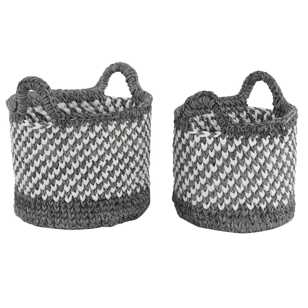 Olivia & May 14.5""x12""x12""x11"" Set of 2 Large Round Checkered Mesh with Cotton Rope Storage Bask | Target