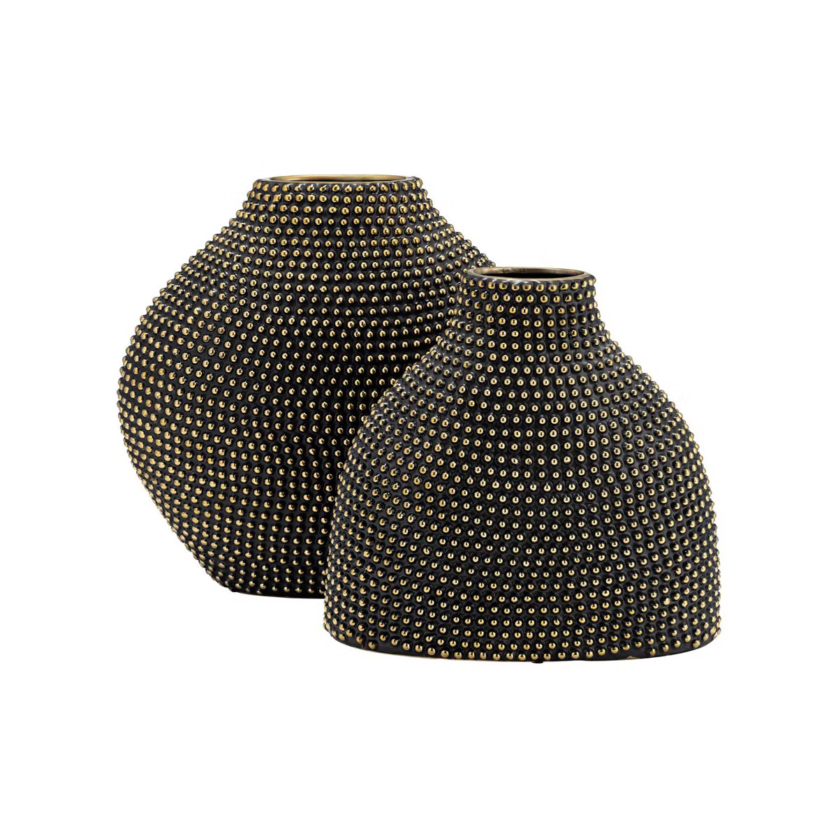 Sagebrook Home 16" Ceramic Beaded Design Vase - Contemporary Black and Gold Decorative Flower Vas... | Target