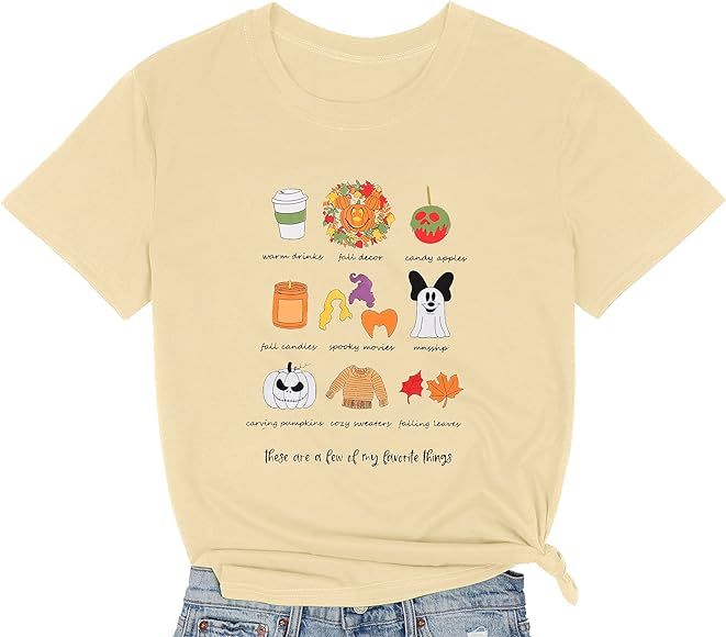Pumpkin Halloween Shirt Women Fall Shirts Halloween Novelty Shirt Funny Spooky Graphic Short Slee... | Amazon (US)