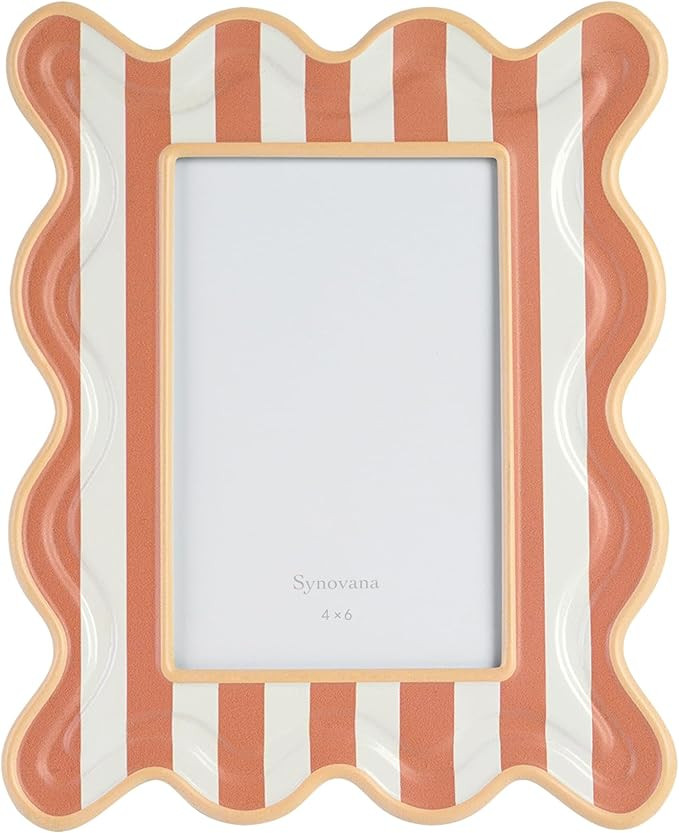 Wavy Striped 4x6 Picture Frame – Orange and Cream with Frosted Finish, Tabletop Photo Display ... | Amazon (US)