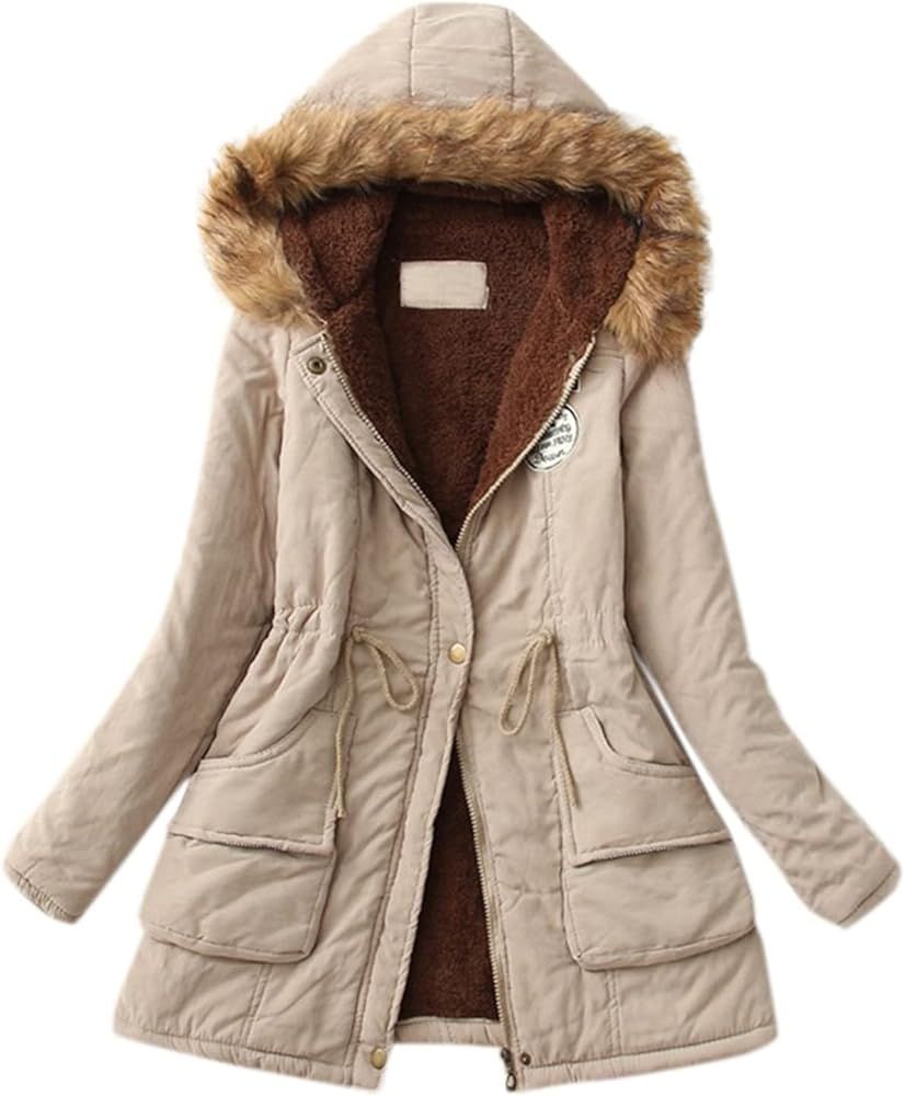 Jackets for women,Winter Womens Warm Coat Hooded Jacket Slim Winter Outwear Coats | Amazon (US)
