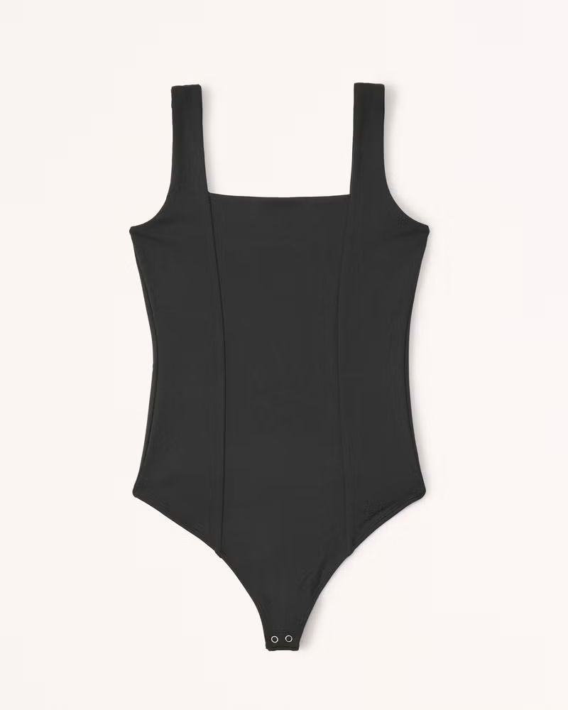 Abercrombie & Fitch Women's Seamed Squareneck Bodysuit in Black - Size XS | Abercrombie & Fitch (US)