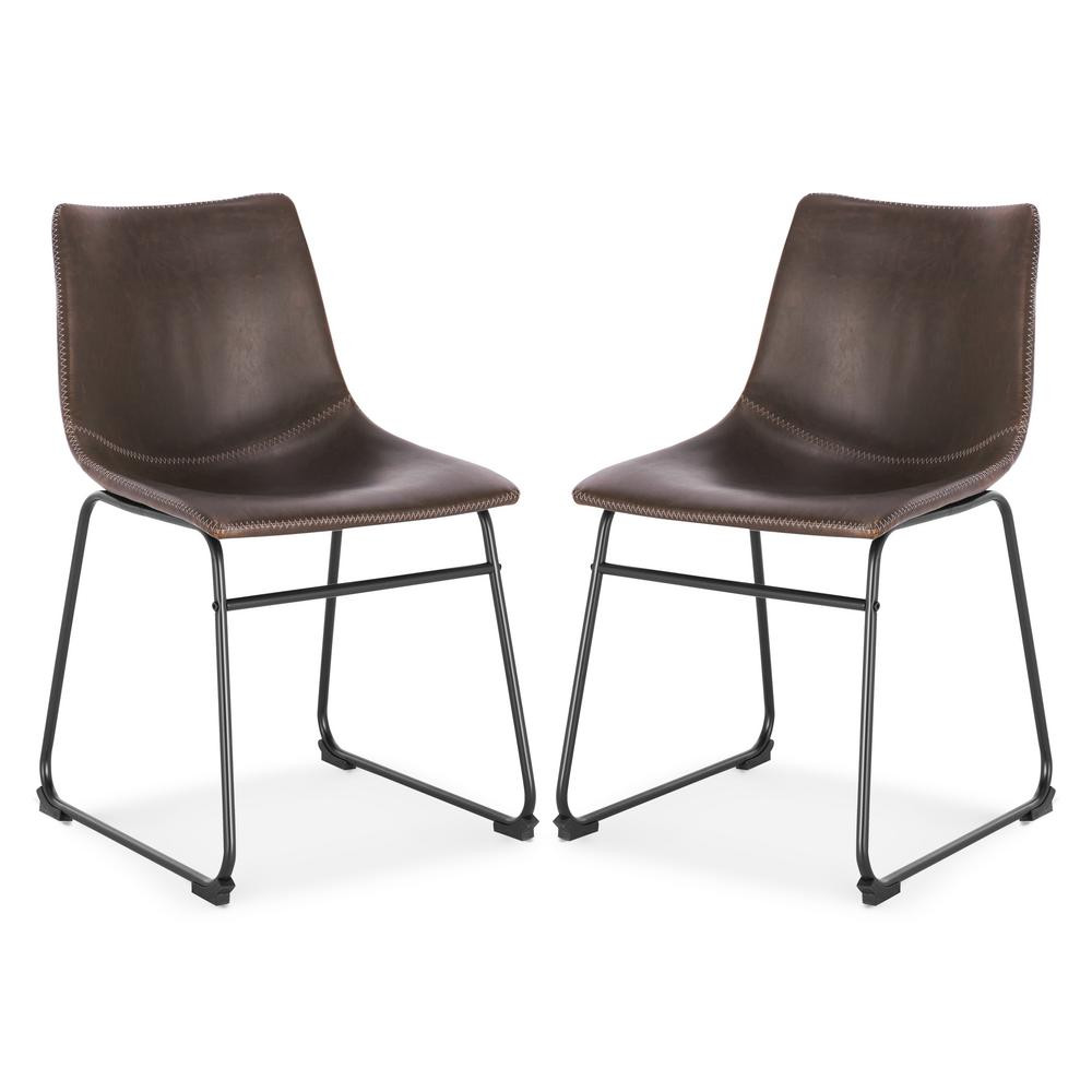 EDGEMOD Brinley Brown Dining Chair (Set of 2) | The Home Depot