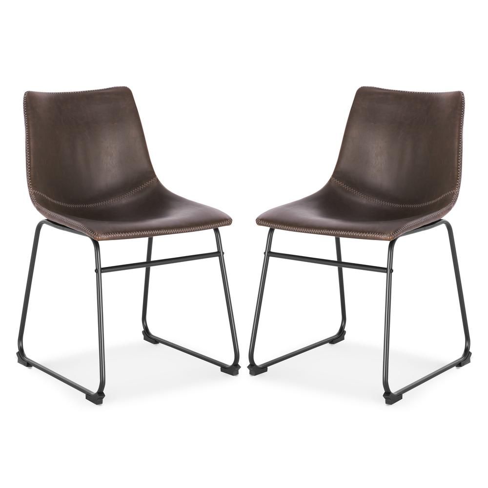 EDGEMOD Brinley Brown Dining Chair (Set of 2) | The Home Depot