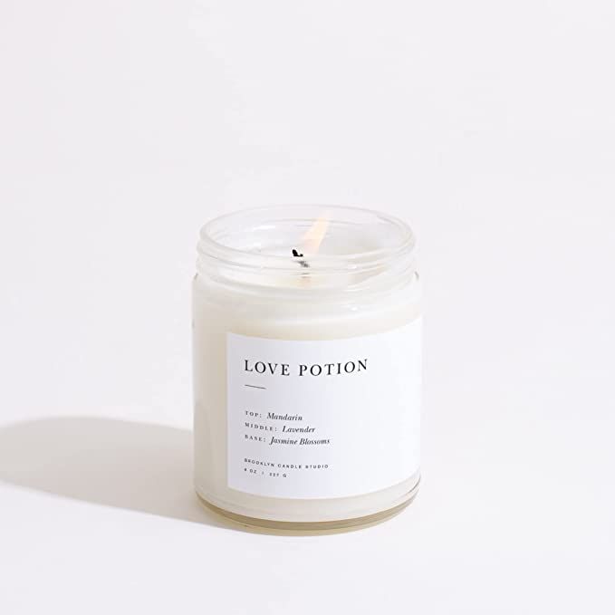 Brooklyn Candle Studio Love Potion Minimalist Candle | Vegan Soy Wax Luxury Scented Candle, Hand ... | Amazon (US)