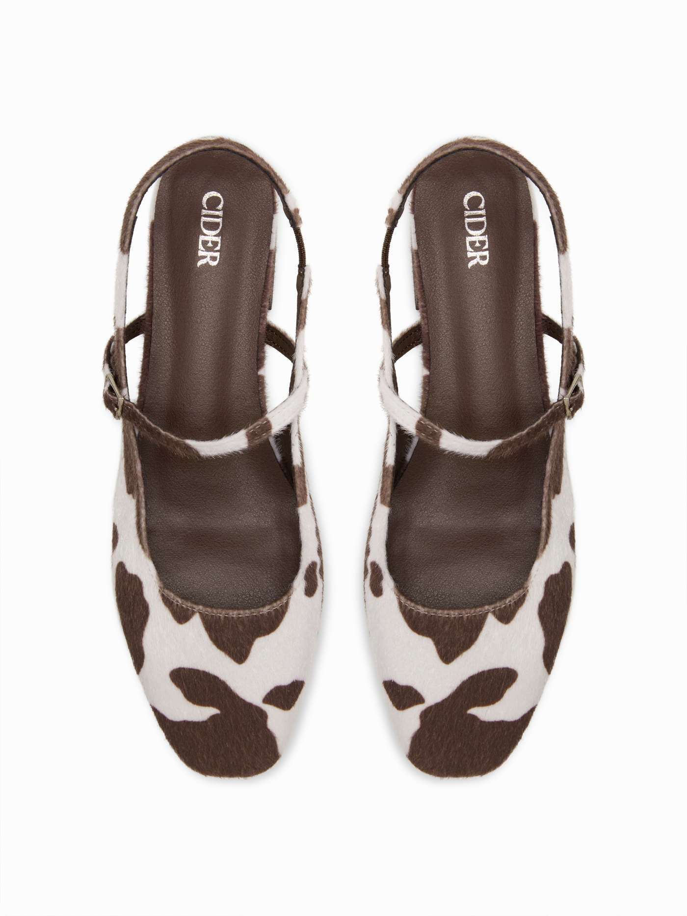 COWHIDE PRINT SLINGBACK MARY JANE FLATS | Cider