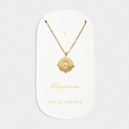 'Happiness' Waterproof Gold Antique Coin Necklace | Katie Loxton Ltd. (UK)