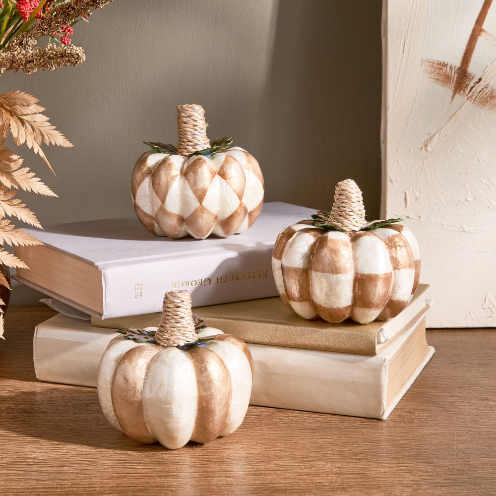 Mocha Capiz Pumpkins, Set of 3 | MacKenzie-Childs