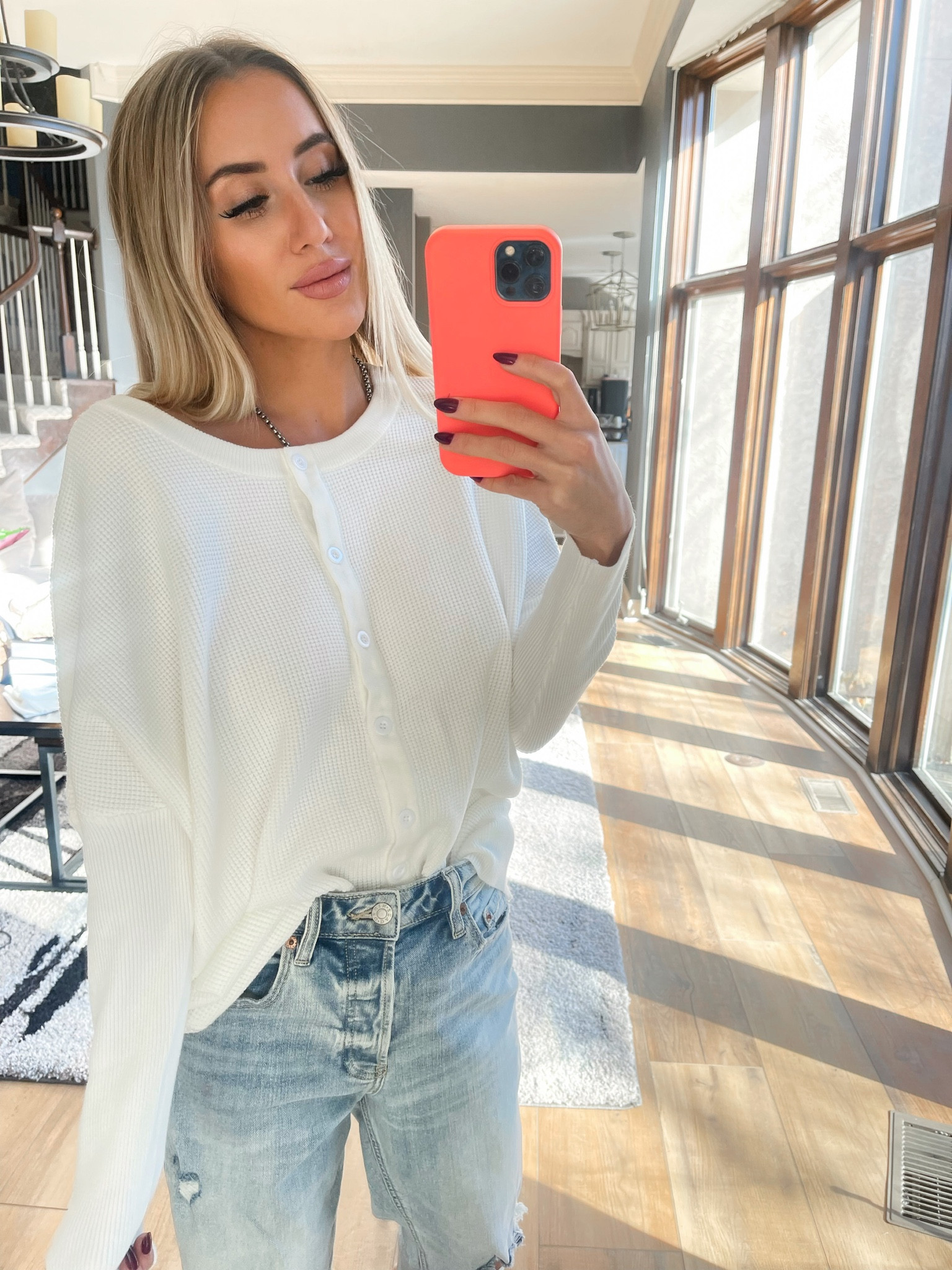 Amazon Find - Oversized White Waffle Button Sweater Top. Wearing size small. Such nice quality & heavy weight. Available in several colors

#LTKHoliday #LTKunder50 #LTKstyletip