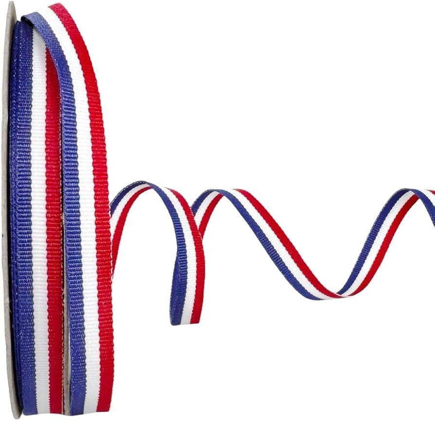 USA Made 3/8" Red/White/Blue Striped Grosgrain Ribbon - 10 Yards | Amazon (US)