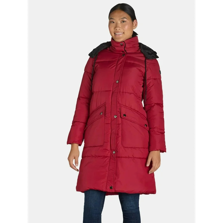 Big Chill Women's and Women's Plus Maxi Puffer Coat with Hood, Heavyweight, Sizes S-3X | Walmart (US)