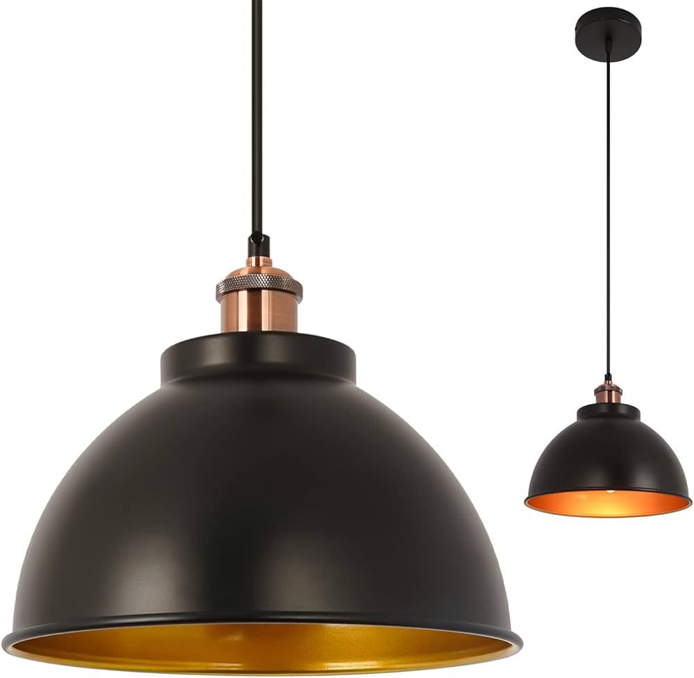 KIGHSIN Modern Industrial Barn Black Pendant Light for Kitchen Island, Farmhouse Vintage Metal Do... | Amazon (US)