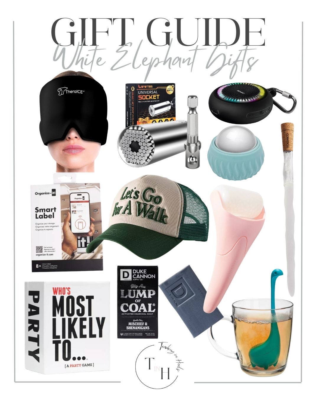 gift guide  holiday gift guide  white elephant gift guide  smart label set  cold massage roller  small speaker  waterproof speaker  coal soap  lump of coal soap  dinosaur tea infuser  universal socket  theraice cap  migraine cap  trucker hat  wine bottle chiller  ice roller  card game  whos most likely game  


#LTKGiftGuide #LTKHoliday #LTKSeasonal