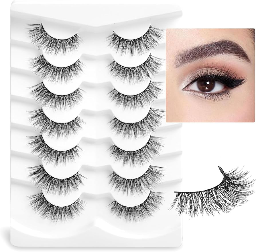 Onlyall Natural Lashes Wispy Lashes Natural Look False Eyelashes Natural Flared Eyelashes False E... | Amazon (US)
