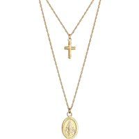 Elli, Halskette Layering Kreuz Marienbild Zweireihig 925 Silber in gold, Schmuck für Damen | Goertz (DE)