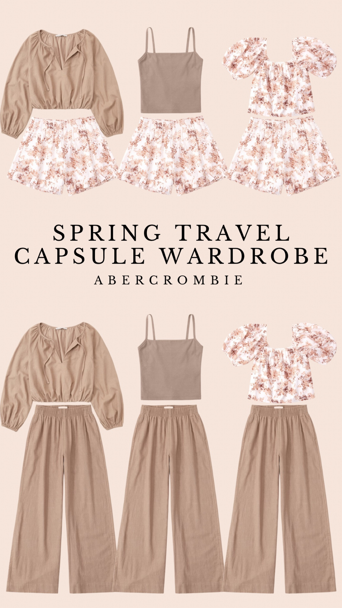Spring travel capsule wardrobe from Abercrombie, Tia Booth Abercrombie collection, vacation fashion, brown pants, resort wear 

#LTKtravel #LTKunder100 #LTKSeasonal