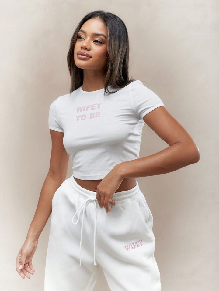 MISSGUIDED "WIFEY TO BE" Printed Front Crop Baby T-Shirt | SHEIN