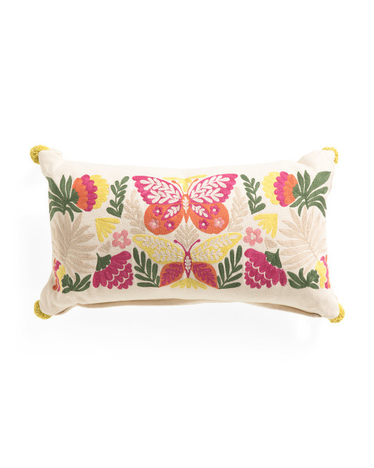 14x24 Butterfly Embroidered Pillow | TJ Maxx