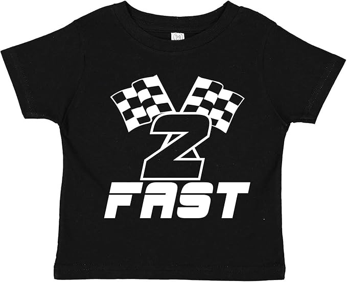Two Fast Two Year Old Race Car Theme 2nd Birthday Party Baby Toddler Short Sleeve Tee Shirt (Asso... | Amazon (US)