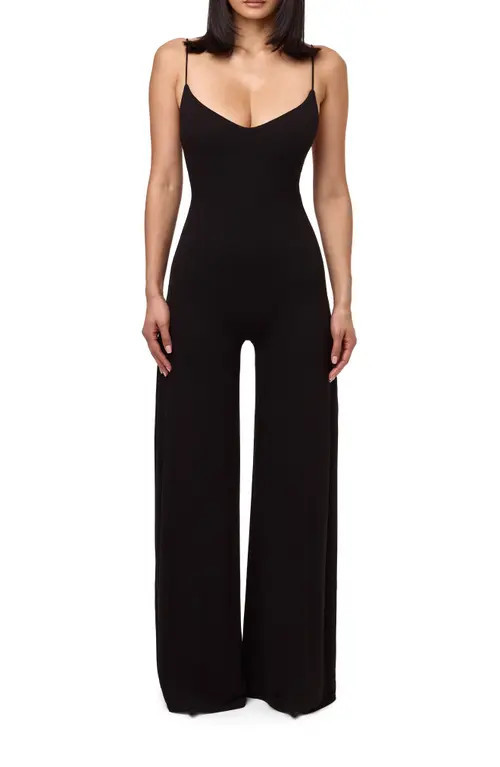 Naked Wardrobe Wide Leg Jumpsuit in Black at Nordstrom, Size X-Large | Nordstrom