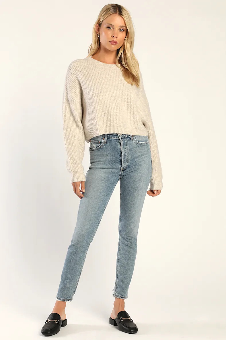 Cuddled Up Cutie Cream Cropped Dolman Sleeve Sweater | Lulus (US)