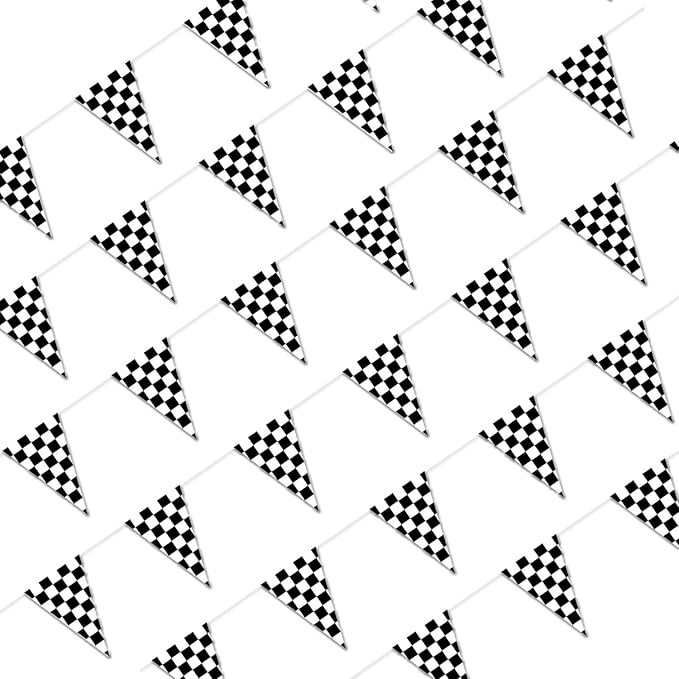 Piokio 100ft Black and White Checkered Flag Banner Racing Birthday Decorations, for Nascar Race P... | Amazon (US)