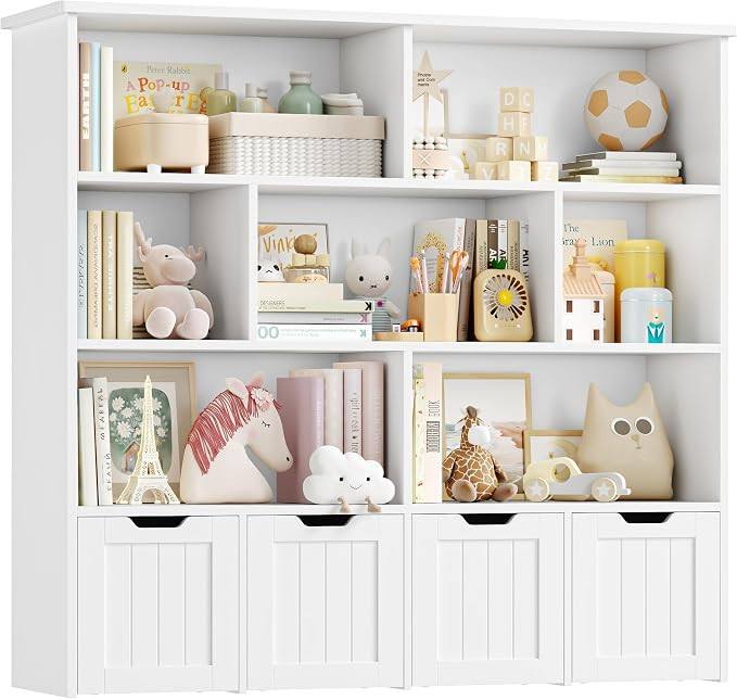 FOREHILL Kids Toy Storage Unit Childrens Bookcase Toy Organiser Kids Bookshelf, 7 Open Shelves, 4... | Amazon (UK)