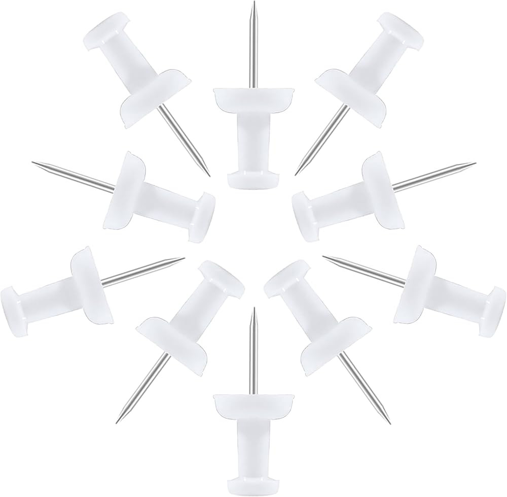 VAPKER Push Pins Tacks 120Pcs White Thumb Tacks Larger Size Pin Map Tacks Plastic Head with Steel... | Amazon (US)