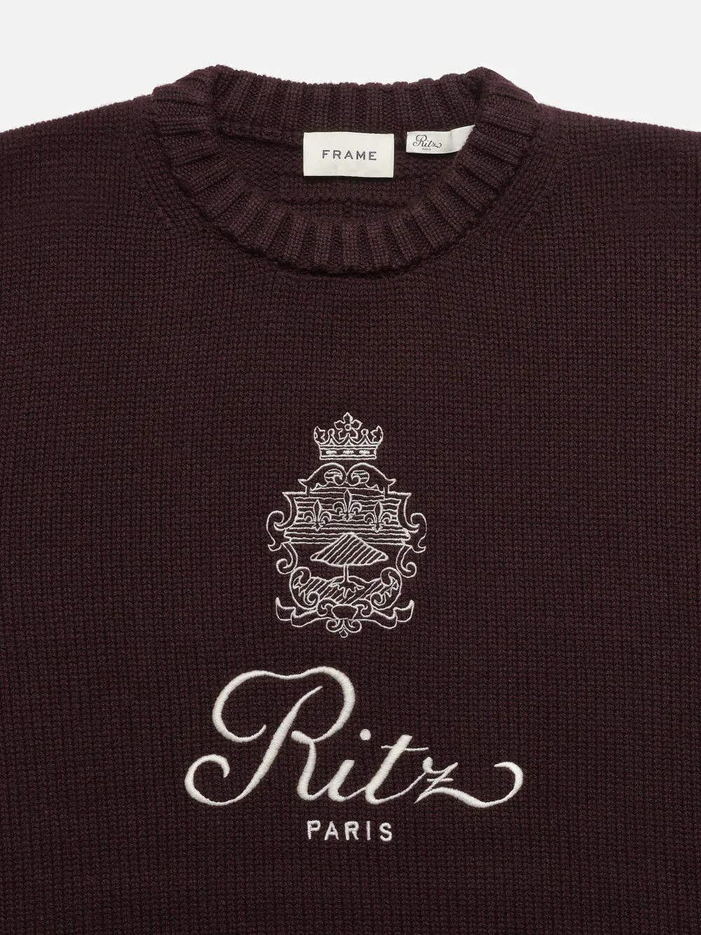 Ritz Unisex Cashmere Sweater  in  Bordeaux | Frame Denim