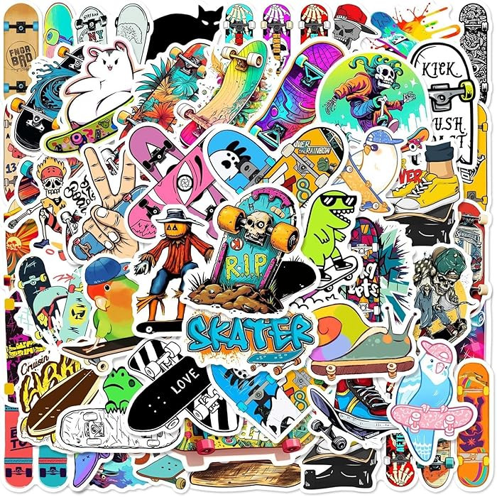 Skateboard Stickers |50Pcs Skateboarding Waterproof Vinyl Decals for Water Bottles Laptop Luggage... | Amazon (US)
