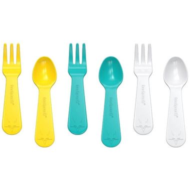 Lunch Punch Fork and Spoon Sets Yellow & Teal | Well.ca