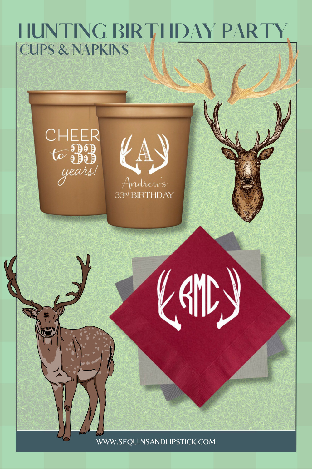 Celebrate your favorite outdoorsman with personalized hunting birthday party cups and custom napkins! Perfect for a rustic hunting birthday party, outdoor celebration, or lodge-inspired gathering, these personalized party essentials feature antlers, monograms, and custom names to make your event unforgettable. Pair them with matching decorations for a complete party setup your guests will love! 

 #LTKMens