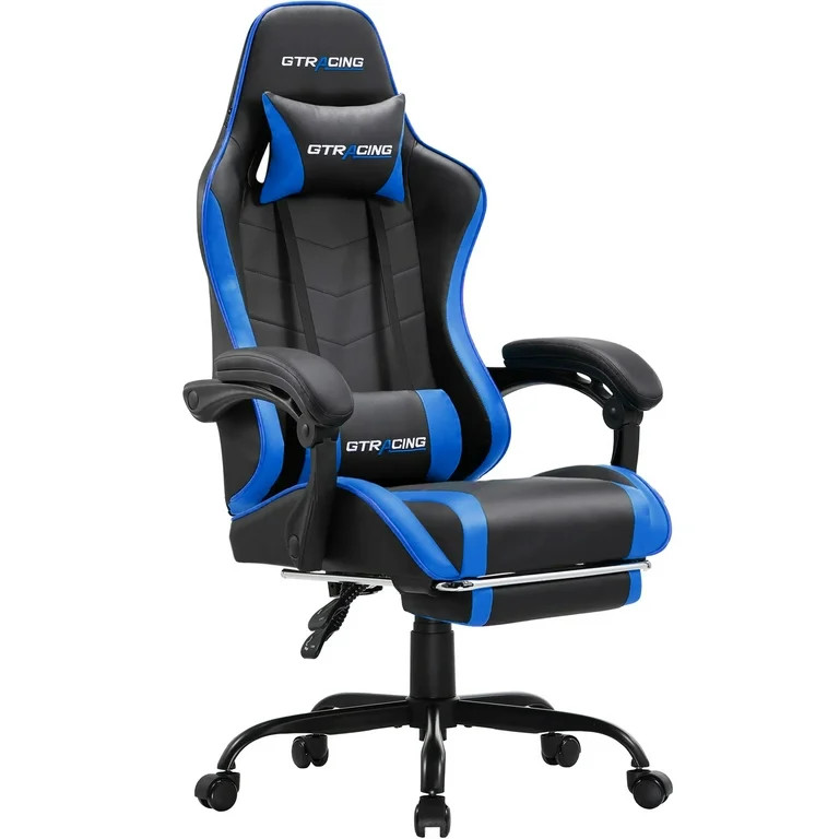 GTRACING Silla Gamer GTWD-200 Ergonómica con Almohadas y Reposapiés Ajustables, Azul | Walmart (US)